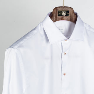 White Twill Dress Shirt with Pink Contrast - Mr.Derk