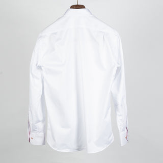 White Twill Dress Shirt with Pink Contrast - Mr.Derk