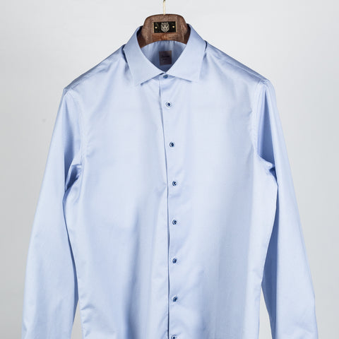 Blue Pattered Twill Dress Shirt - Mr.Derk