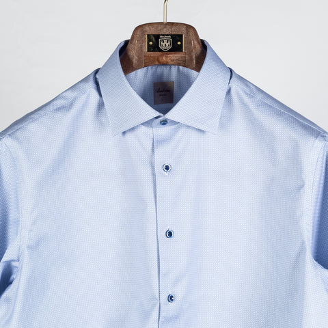 Blue Pattered Twill Dress Shirt - Mr.Derk
