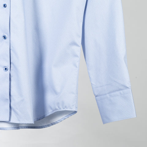 Blue Pattered Twill Dress Shirt - Mr.Derk