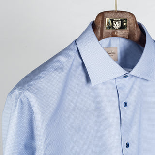 Blue Pattered Twill Dress Shirt - Mr.Derk