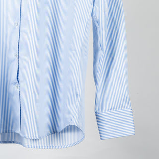 Blue & White Stripped Twill Dress Shirt - Mr.Derk