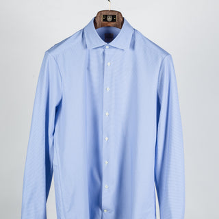 Blue Patterned Active Stretch Dress Shirt - Mr.Derk
