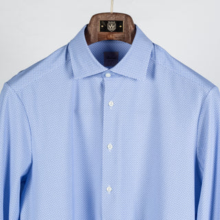 Blue Patterned Active Stretch Dress Shirt - Mr.Derk
