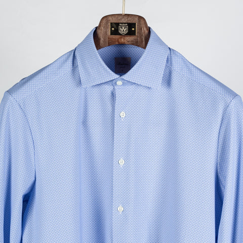 Blue Patterned Active Stretch Dress Shirt - Mr.Derk