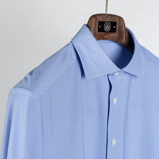Blue Patterned Active Stretch Dress Shirt - Mr.Derk