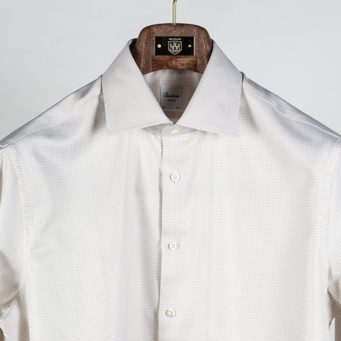 Light beige Checked Twill Dress Shirt - Mr.Derk