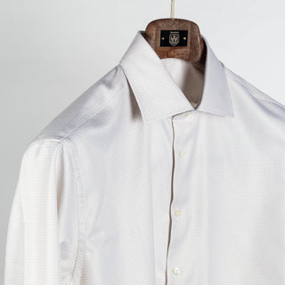 Light beige Checked Twill Dress Shirt - Mr.Derk