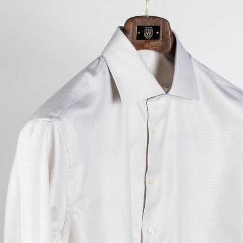 Light beige Checked Twill Dress Shirt - Mr.Derk