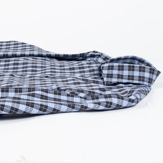 Stenstroms Navy & Blue Checked Twill Dress Shirt - Cotton, Twill, Regular Fit - View 8