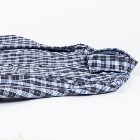 Stenstroms Navy & Blue Checked Twill Dress Shirt - Cotton, Twill, Regular Fit - View 8