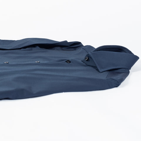 Xacus Navy Textured Stretch Active Dress Shirt - Stretch, Japanese, Slim Fit, Made In Italy - View 8