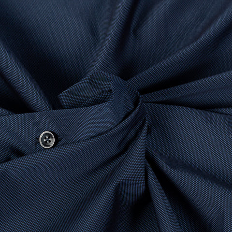 Xacus Navy Textured Stretch Active Dress Shirt - Stretch, Japanese, Slim Fit, Made In Italy - Alternate View