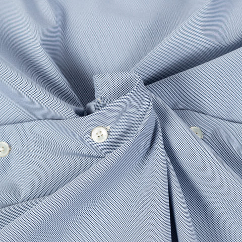 Xacus Blue Grey Textured Stretch Active Dress Shirt - Stretch, Japanese, Slim Fit, Solid, Made In Italy - Alternate View