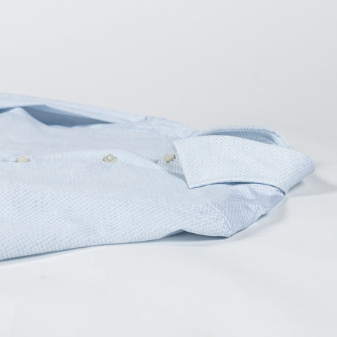 Xacus Light Blue Patterned Stretch Active Dress Shirt - Stretch, Japanese, Slim Fit, Solid, Made In Italy - View 8