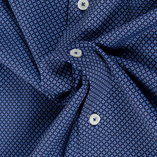 Xacus Medium Blue Patterned Stretch Active Dress Shirt - Stretch, Japanese, Slim Fit, Solid, Made In Italy - Alternate View