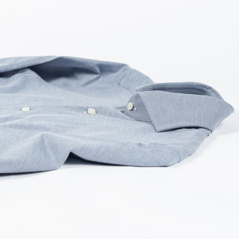 Xacus Steel Blue textured Natural Active Dress Shirt - Cotton, Stretch, Slim Fit, Made In Italy - View 8