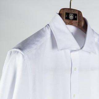 Stenstroms Textured White Dress Shirt - Cotton - Detail View