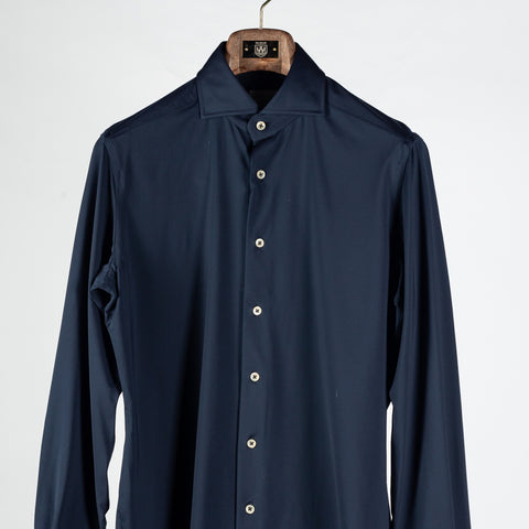 Xacus Navy Twill Stretch Active Shirt - Cotton, Twill, Stretch, Slim Fit - View 6