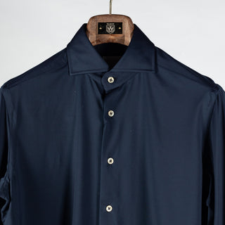 Xacus Navy Twill Stretch Active Shirt - Cotton, Twill, Stretch, Slim Fit - View 7