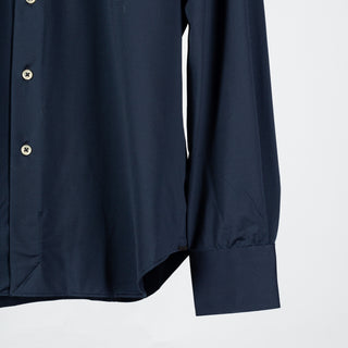 Xacus Navy Twill Stretch Active Shirt - Cotton, Twill, Stretch, Slim Fit - Back View