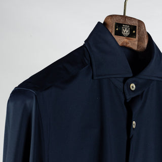 Xacus Navy Twill Stretch Active Shirt - Cotton, Twill, Stretch, Slim Fit - Detail View