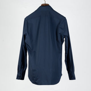 Xacus Navy Textured Stretch Active Dress Shirt - Stretch, Japanese, Slim Fit, Made In Italy - View 5