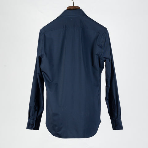 Xacus Navy Textured Stretch Active Dress Shirt - Stretch, Japanese, Slim Fit, Made In Italy - View 5