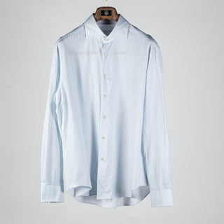 Xacus Light Blue Patterned Stretch Active Dress Shirt - Stretch, Japanese, Slim Fit, Solid, Made In Italy