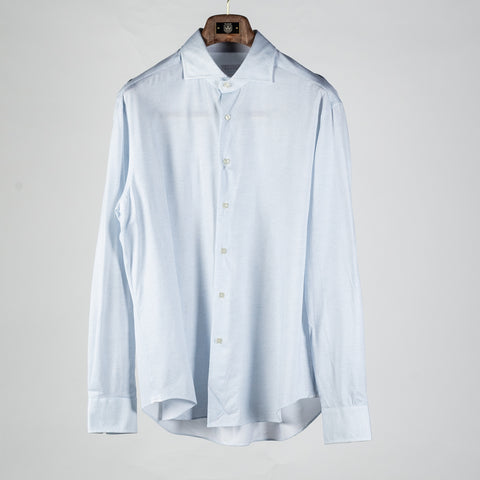 Xacus Light Blue Patterned Stretch Active Dress Shirt - Stretch, Japanese, Slim Fit, Solid, Made In Italy