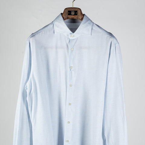 Xacus Light Blue Patterned Stretch Active Dress Shirt - Stretch, Japanese, Slim Fit, Solid, Made In Italy - View 6