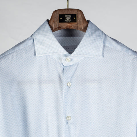 Xacus Light Blue Patterned Stretch Active Dress Shirt - Stretch, Japanese, Slim Fit, Solid, Made In Italy - View 7