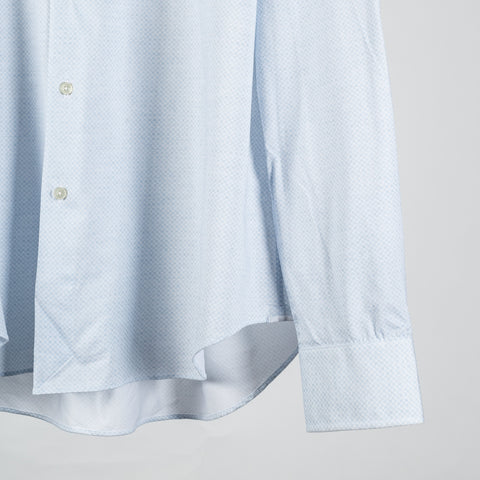 Xacus Light Blue Patterned Stretch Active Dress Shirt - Stretch, Japanese, Slim Fit, Solid, Made In Italy - Back View