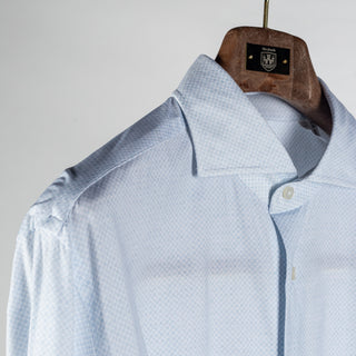Xacus Light Blue Patterned Stretch Active Dress Shirt - Stretch, Japanese, Slim Fit, Solid, Made In Italy - Detail View