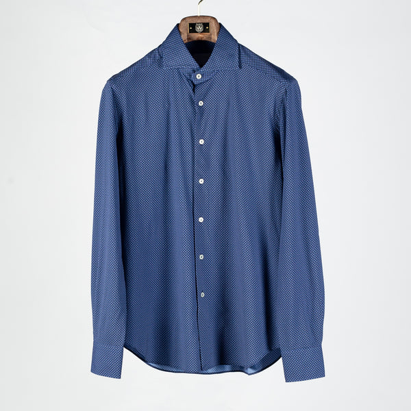 Medium Blue Patterned Stretch Active Dress Shirt