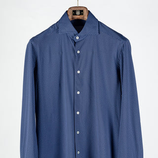 Xacus Medium Blue Patterned Stretch Active Dress Shirt - Stretch, Japanese, Slim Fit, Solid, Made In Italy - View 6