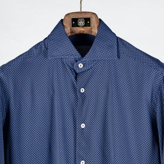 Xacus Medium Blue Patterned Stretch Active Dress Shirt - Stretch, Japanese, Slim Fit, Solid, Made In Italy - View 7