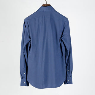 Xacus Medium Blue Patterned Stretch Active Dress Shirt - Stretch, Japanese, Slim Fit, Solid, Made In Italy - View 5