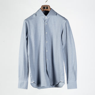 Xacus Steel Blue textured Natural Active Dress Shirt - Cotton, Stretch, Slim Fit, Made In Italy