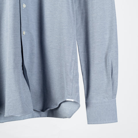 Xacus Steel Blue textured Natural Active Dress Shirt - Cotton, Stretch, Slim Fit, Made In Italy - Back View