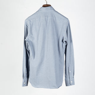 Xacus Steel Blue textured Natural Active Dress Shirt - Cotton, Stretch, Slim Fit, Made In Italy - View 5