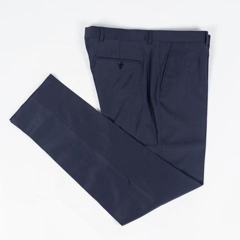Lief Horsens Navy Wool Blend Suit - Wool, Polyester, Stretch, Tapered, Knit - View 17