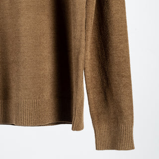 Blue Industry Tan Knit Sweater - Navy, Leather, Nylon, Polyester, Tailored Fit - Back View