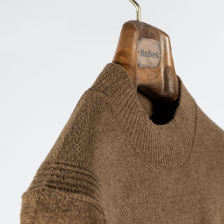 Blue Industry Tan Knit Sweater - Navy, Leather, Nylon, Polyester, Tailored Fit - Detail View