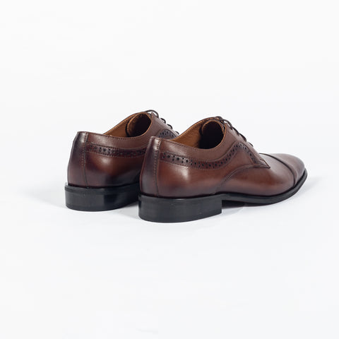 Dr.Mod Brown Brogue Cap Toe Dress Shoe - Leather, Italian - Alternate View