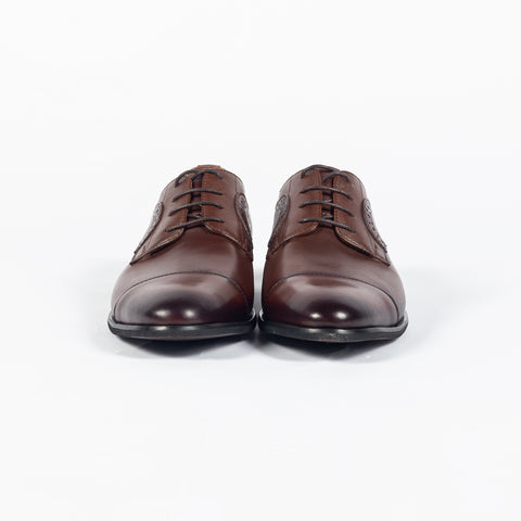Dr.Mod Brown Brogue Cap Toe Dress Shoe - Leather, Italian - Back View