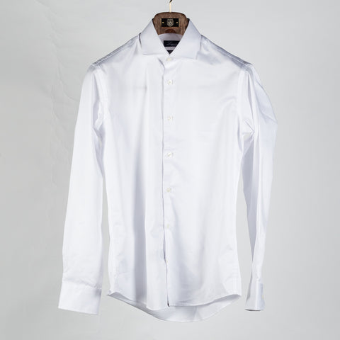 Mr.Derk White Lugano Slim Fit Dress Shirt - Cotton, Solid