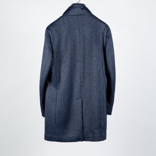 Blue Industry Blue Herringbone Topcoat w/ Inlay - Navy, Wool, Cashmere, Denim - View 5