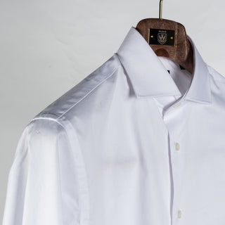 Mr.Derk White Lugano Slim Fit Dress Shirt - Cotton, Solid - Detail View
